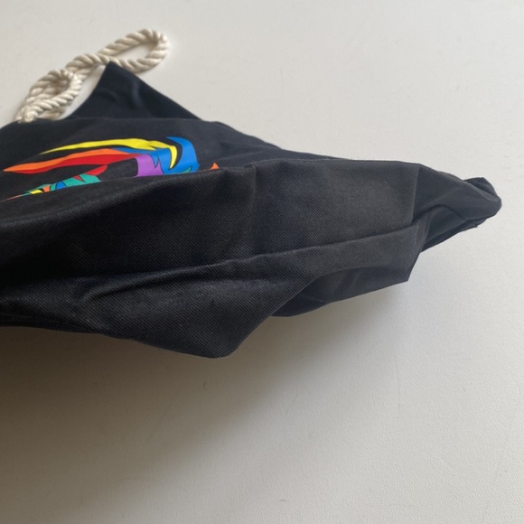 Phoenix graphic printed Large black canvas tote bag with white rope straps - Picture 9 of 9